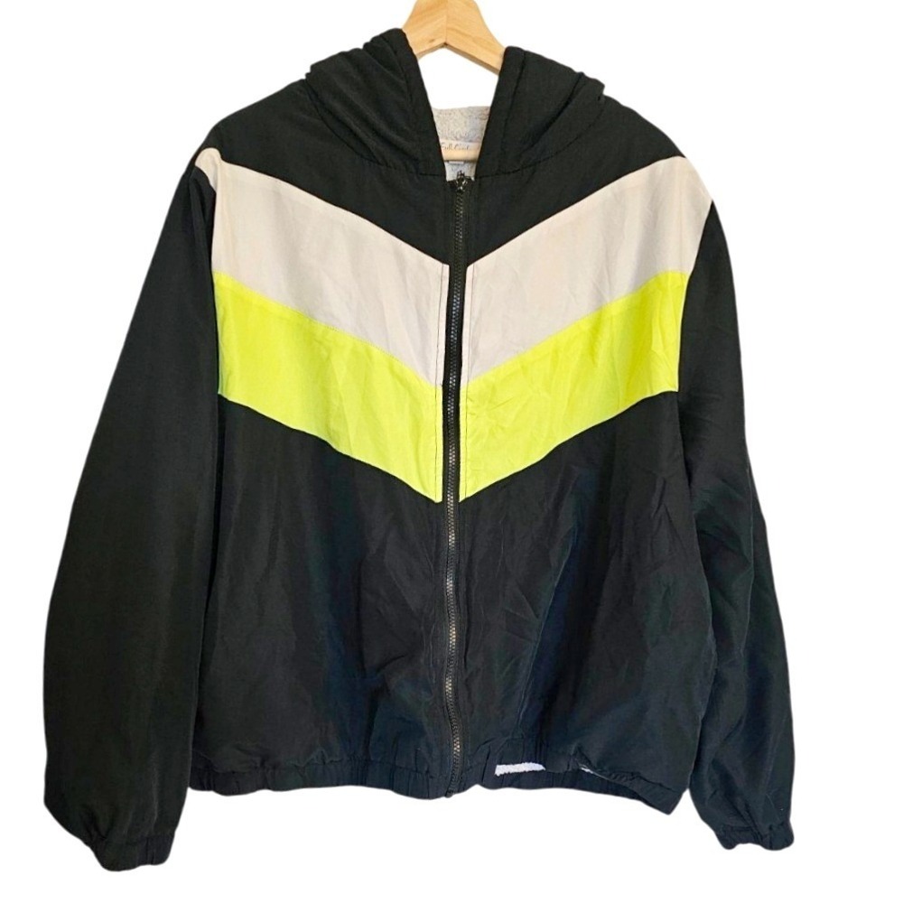 Full Circle windbreaker fleece lines‎ size 2x neon yellow black zip